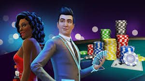 Dealer membagikan kartu dalam permainan Three Card Poker live di studio dukunslot